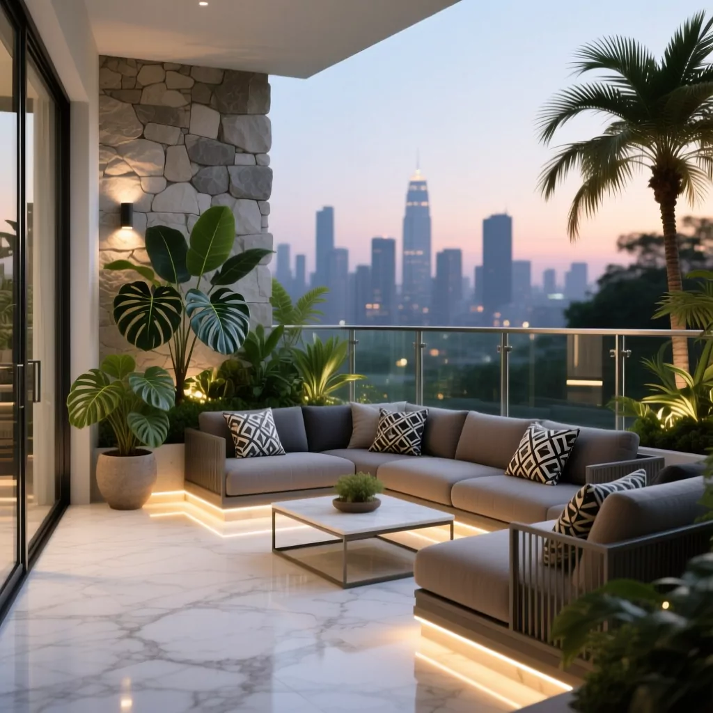 Các phong cách thiết kế nội thất: sân thượng hiện đại view city.