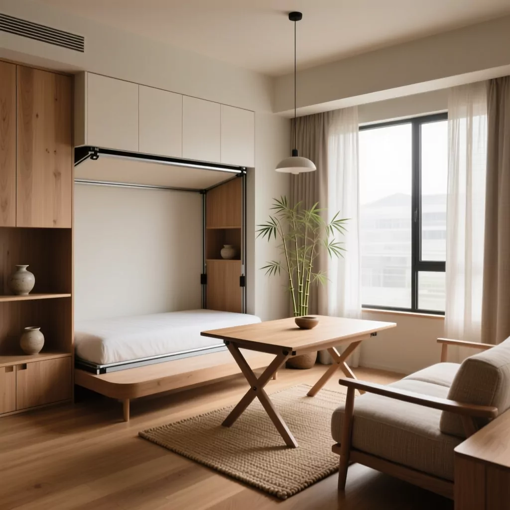 Nội thất chung cư 2 phòng ngủ: gỗ tự nhiên & trắng tinh khôi.