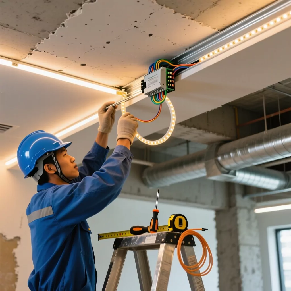 Thi công nội thất hệ thống điện và đèn LED