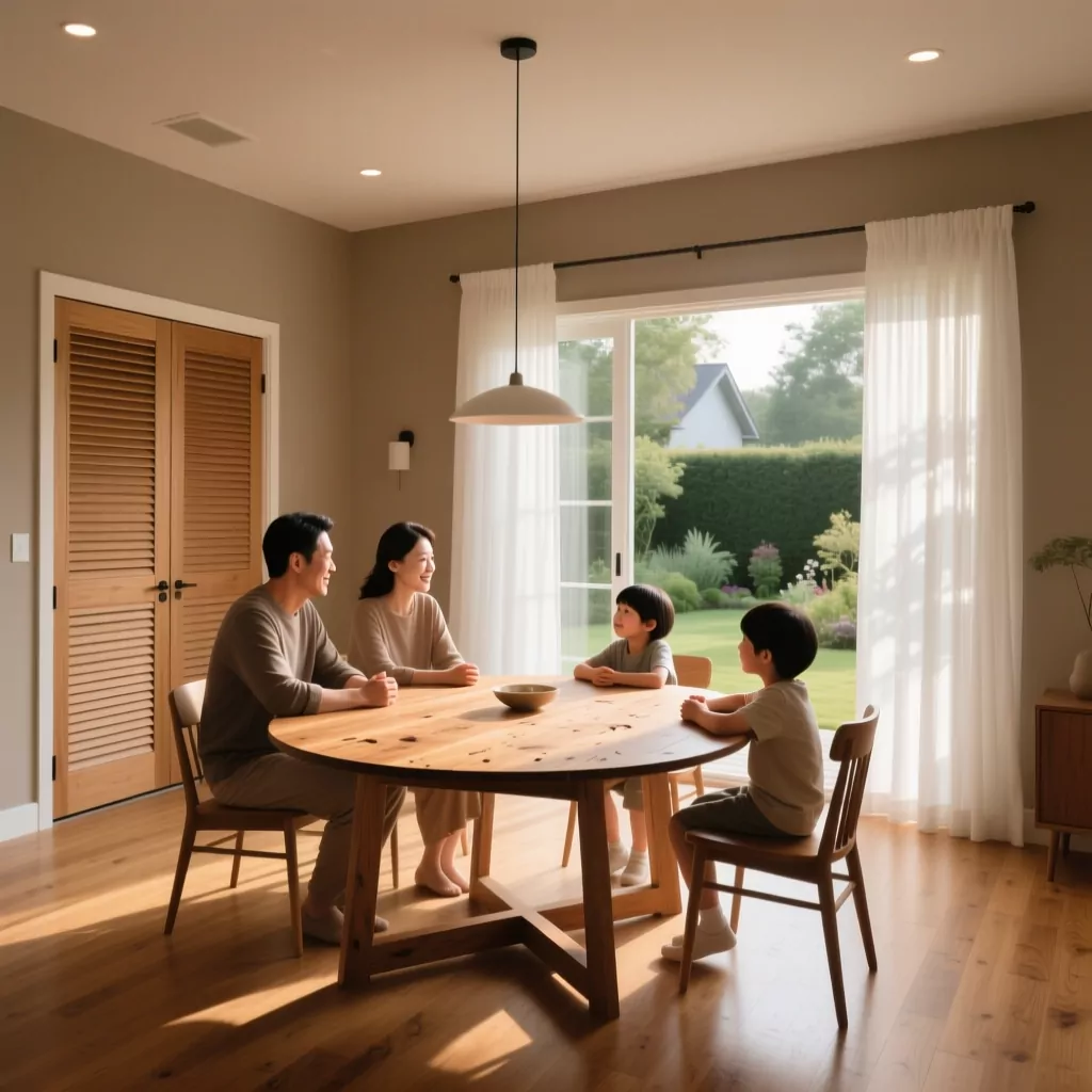 Thiết kế nội thất phòng ăn nhà cấp 4 hiện đại với gam màu trung tính