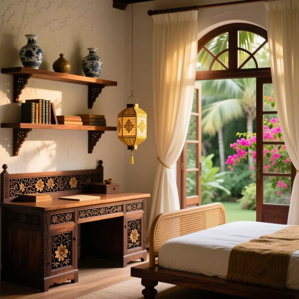 Phòng ngủ phong cách Indochine hoài cổ