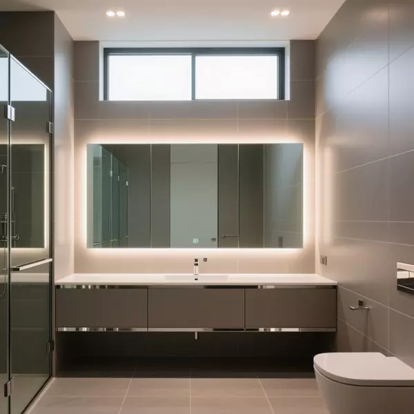 Thiết kế nội thất nhà phố hiện đại — phòng tắm vách kính và nội thất thông minh
