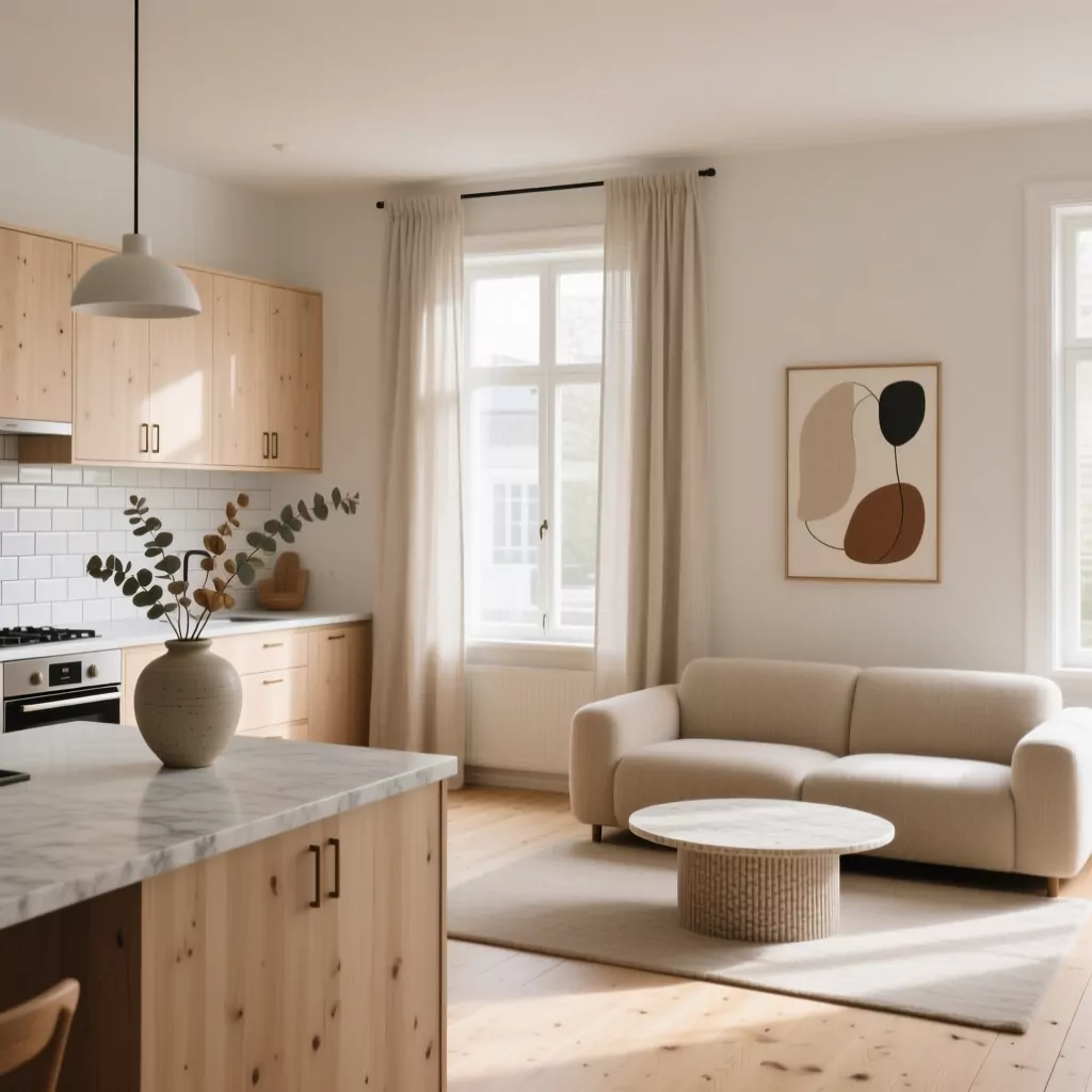 Nội thất phòng bếp phong cách Scandinavian ấm cúng
