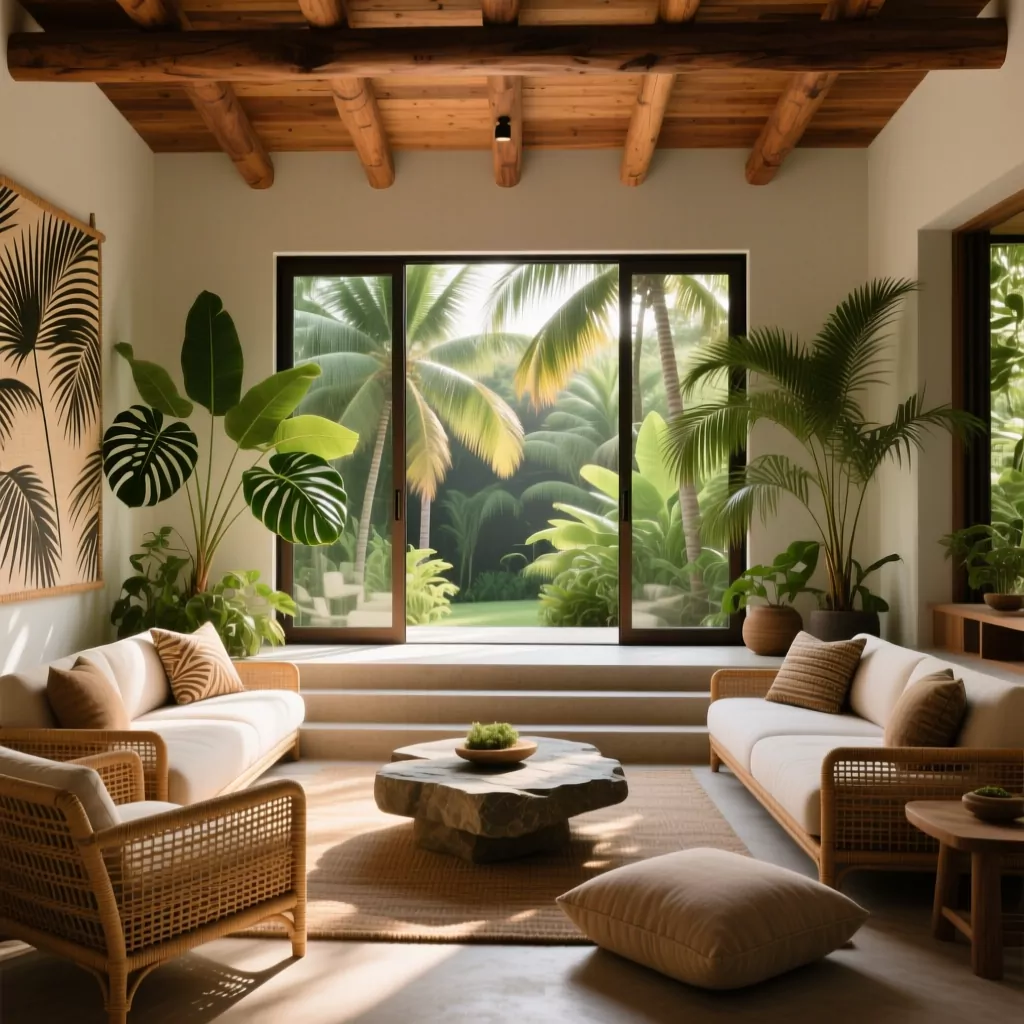Thiết kế nội thất phòng khách phong cách Tropical