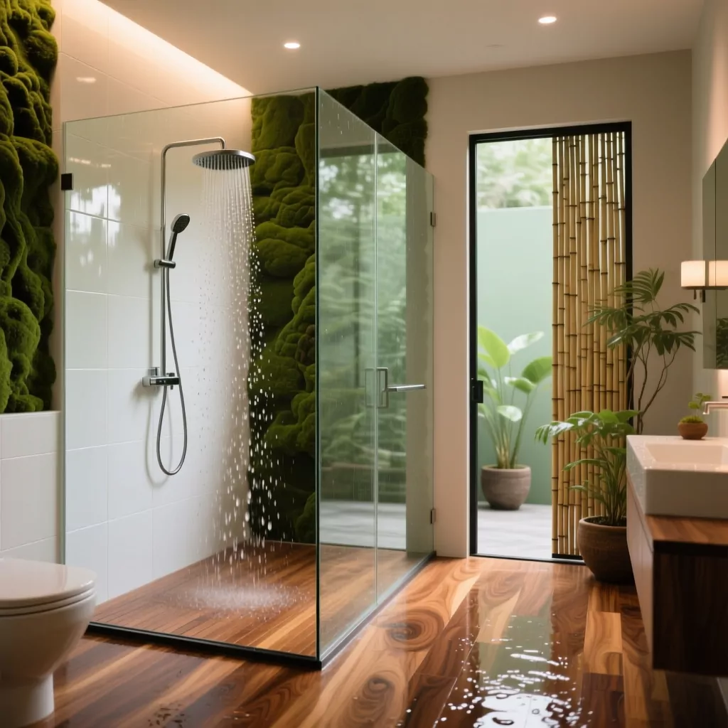 Phòng tắm thiết kế nội thất ốp gỗ ấm áp tận dụng diện tích thông minh