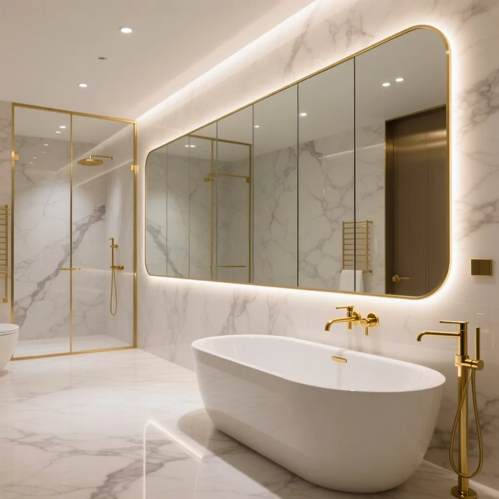 Phòng tắm phong cách luxury ốp đá marble vân mây đẳng cấp