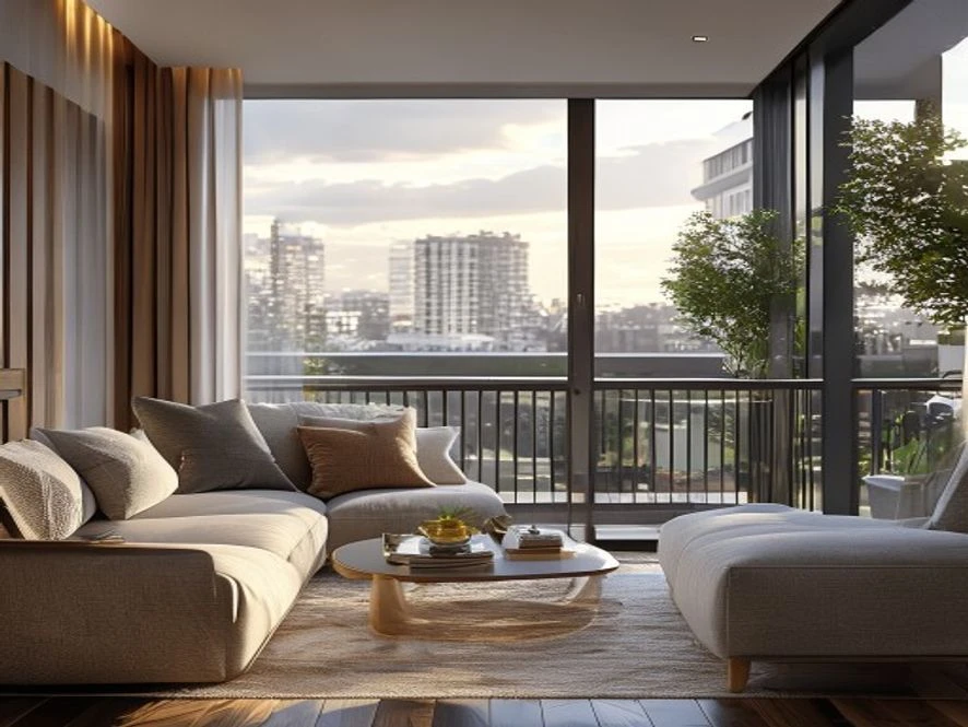 Ban công kết hợp nội thất phòng khách 30m2