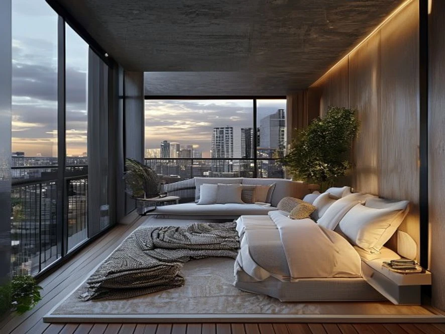 Ban công mở rộng không gian phòng ngủ 10m2