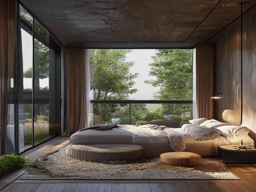 ban công nội thất phòng ngủ 20m2 kết nối thiên nhiên