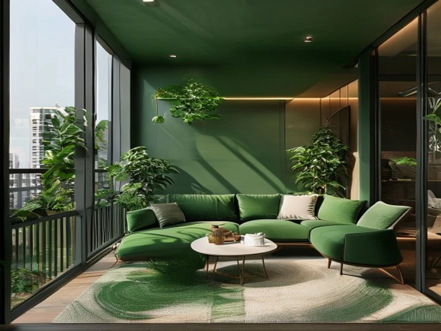 Ban công xanh đẹp trong thiết kế nội thất phòng khách 30m2
