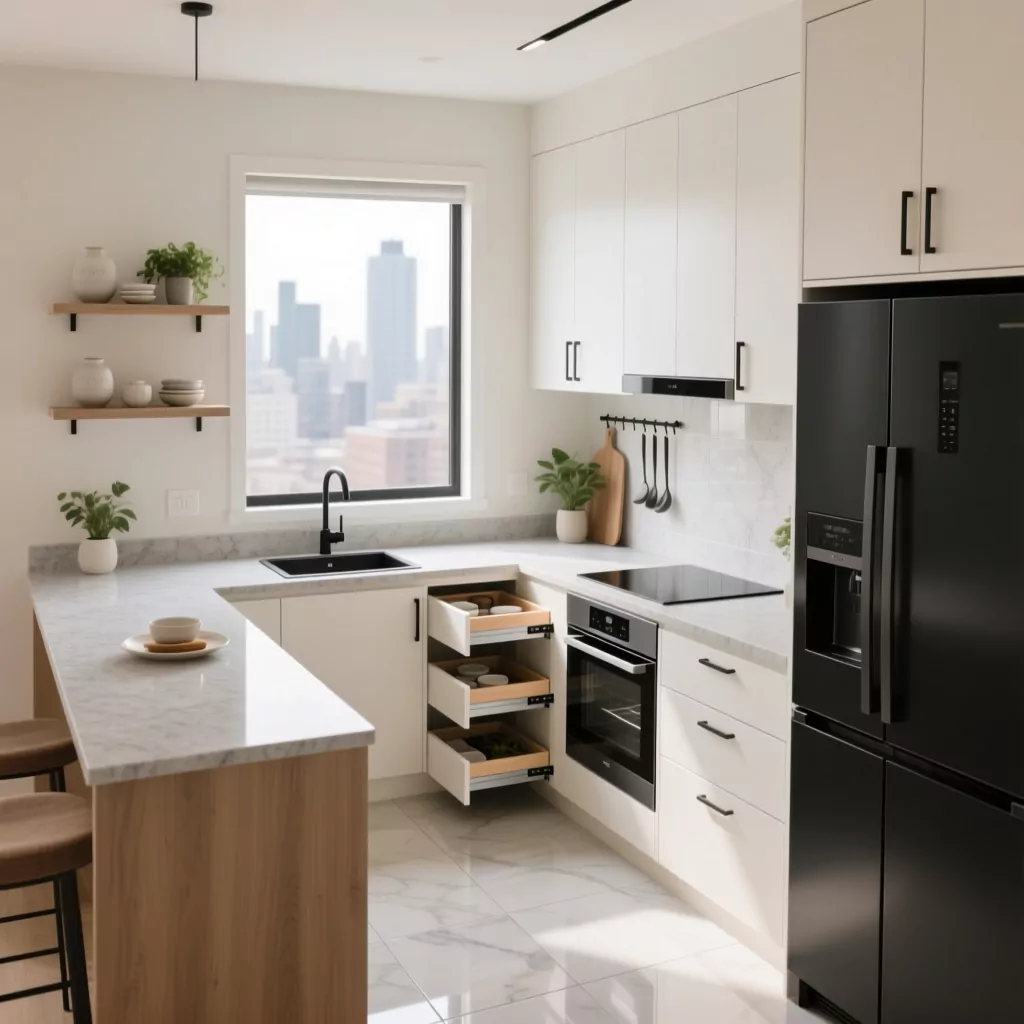 Mẫu bàn đảo bếp hiện đại cho chung cư nhỏ