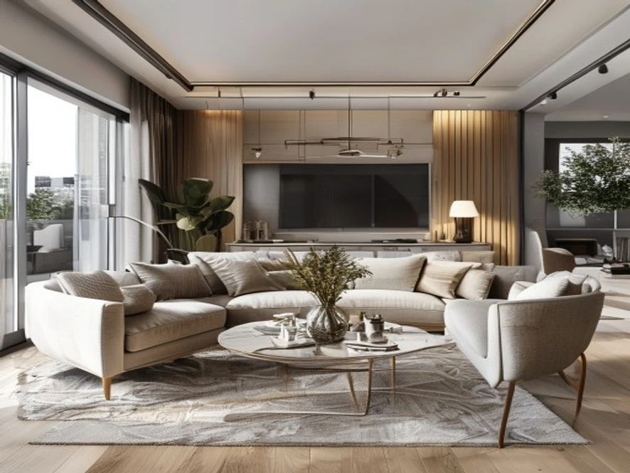 Bản vẽ 3D chi tiết mẫu nội thất phòng khách 40m2 đẹp