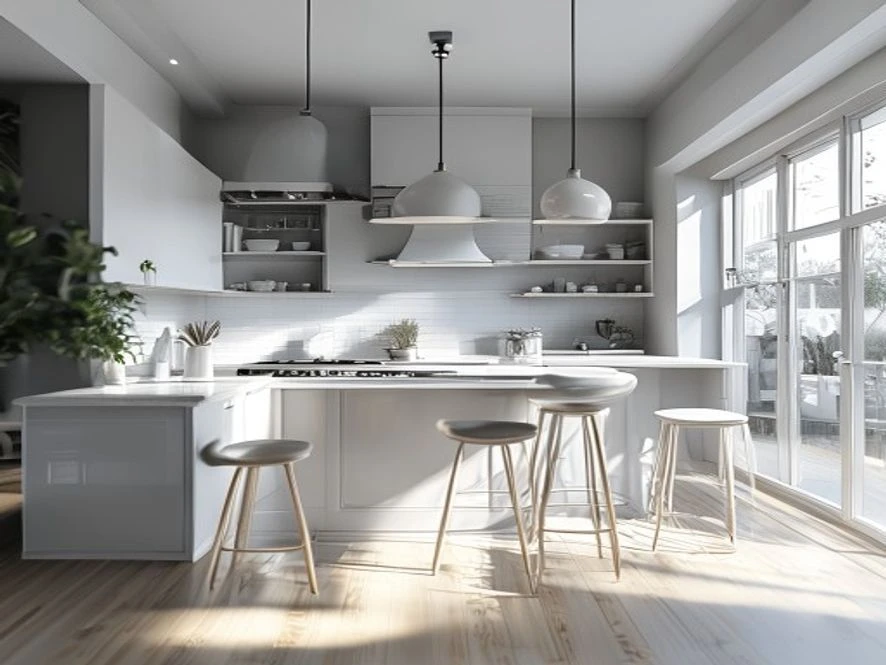 Bản vẽ 3D mẫu nội thất phòng bếp 20m2 đẹp