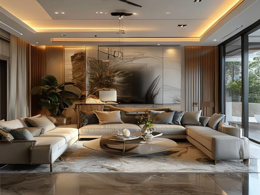 Bản vẽ 3D thiết kế nội thất phòng khách 30m2 đẹp