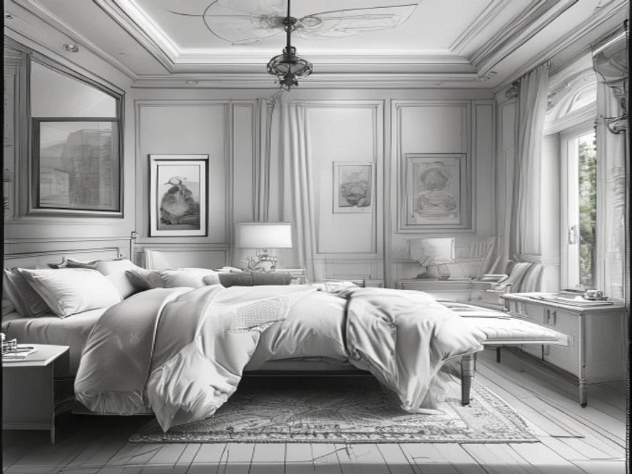 Bản vẽ chi tiết kỹ thuật cho thiết kế nội thất phòng ngủ 9m2