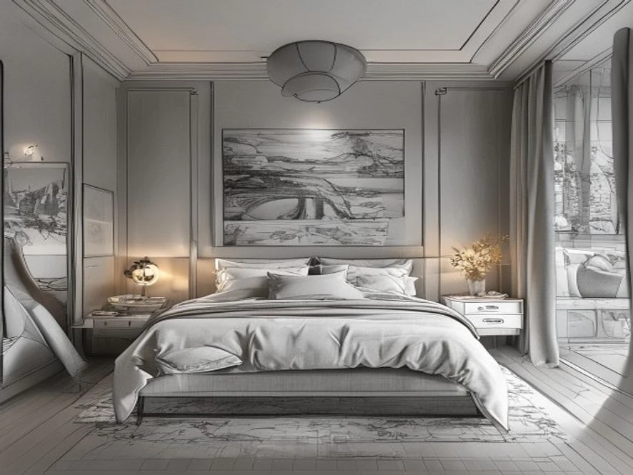 Bản vẽ thiết kế nội thất phòng ngủ 12m2 chi tiết