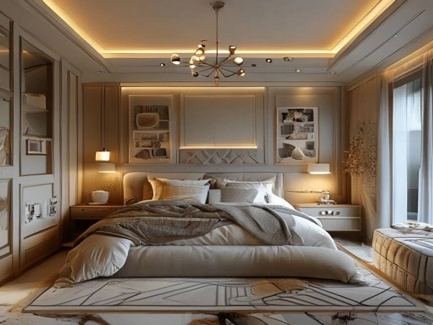 Bố cục khu vực phòng ngủ trong thiết kế nội thất phòng ngủ 20m2