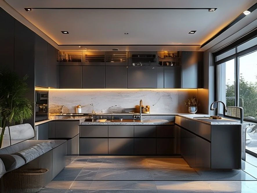 Bố trí nội thất phòng bếp 10m2 thông minh với tủ bếp chữ L