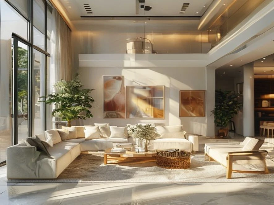 Bố trí nội thất phòng khách 40m2 thông thoáng đón ánh sáng