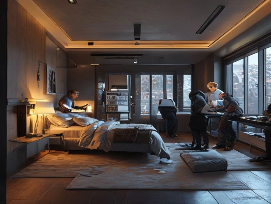 Đội ngũ kỹ sư khảo sát thực tế dự án thiết kế nội thất phòng ngủ 15m2