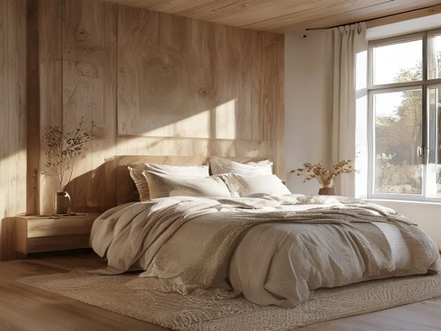 Gỗ tự nhiên trong phong cách Scandinavian cho mẫu nội thất phòng ngủ 15m2 đẹp