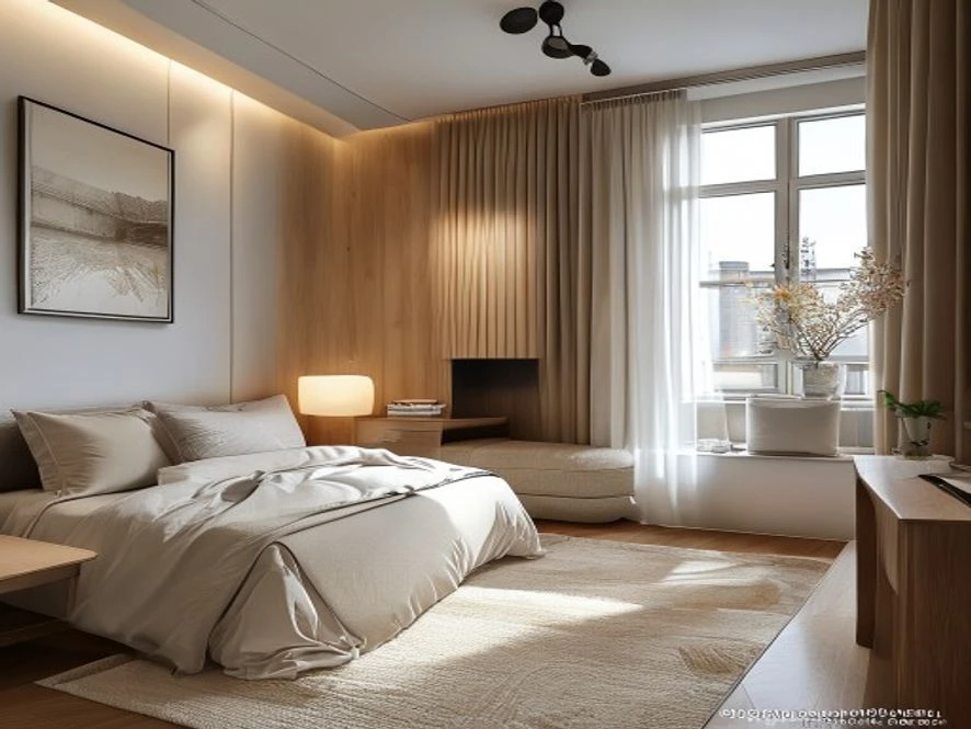 Góc phòng khách mini trong mẫu nội thất phòng ngủ 25m2 đẹp