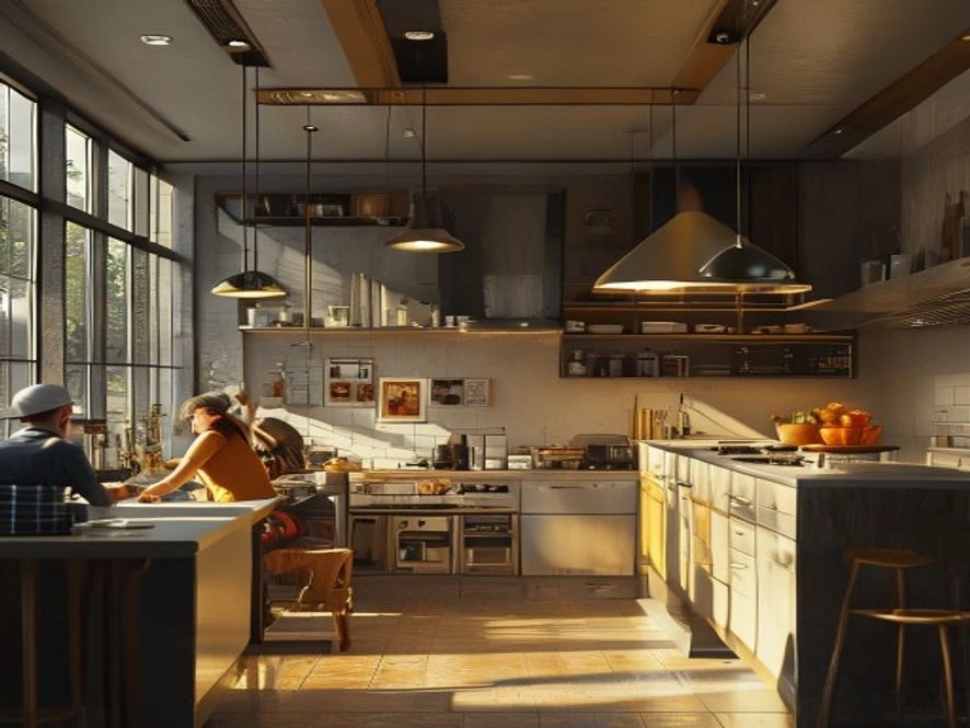 Hình ảnh thi công nội thất phòng bếp 25m2 thực tế