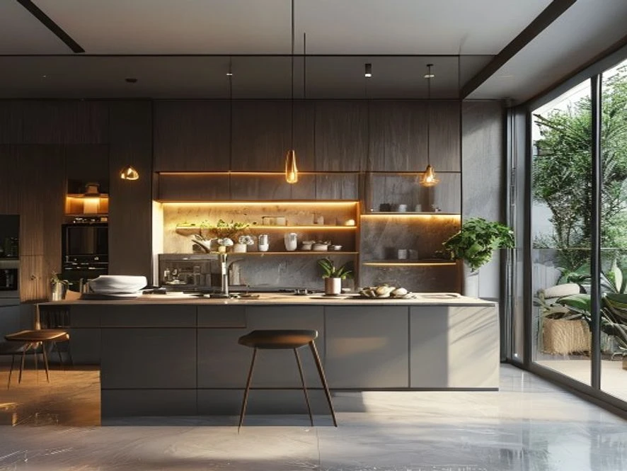Không gian nội thất phòng bếp 10m2 đẹp hiện đại