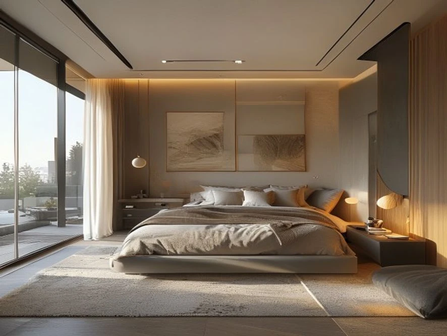 Không gian nội thất phòng ngủ 12m2 hiện đại và thoáng đãng