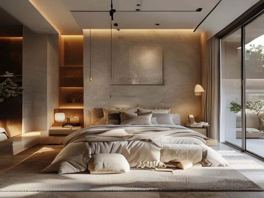 không gian phòng ngủ kết hợp cho mẫu nội thất phòng khách 20m2 đẹp