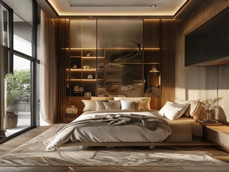 Không gian phòng ngủ kết hợp nội thất phòng khách 20m2