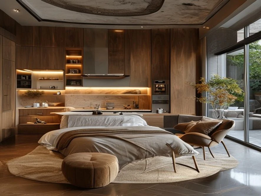 khu vực bếp tích hợp mẫu nội thất phòng ngủ 30m2 đẹp