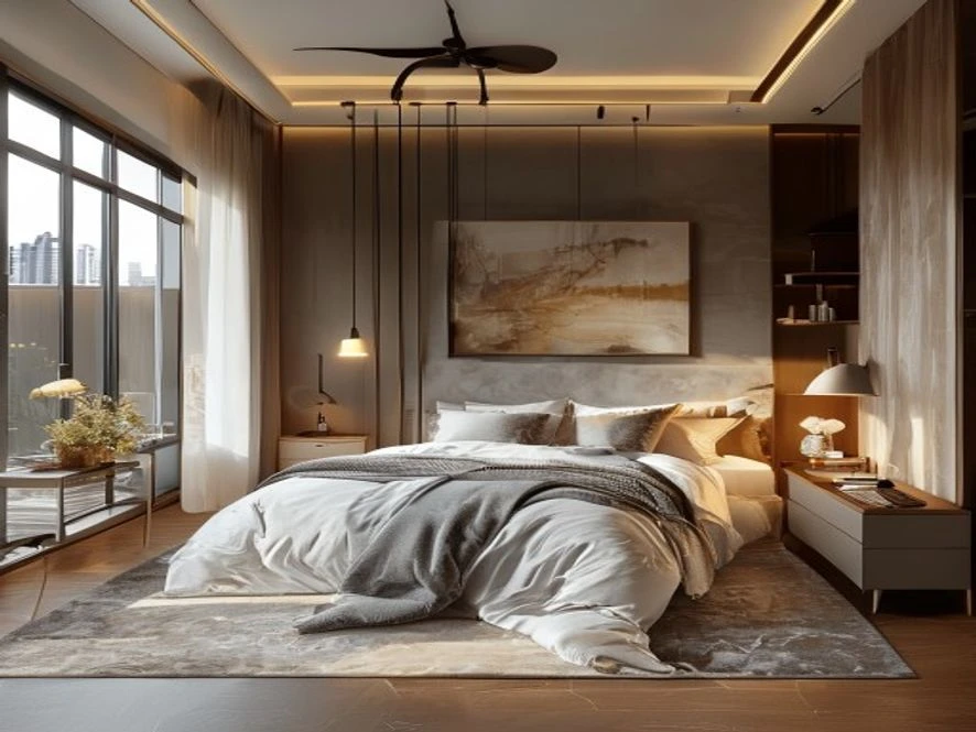 khu vực làm việc mẫu nội thất phòng ngủ 30m2 đẹp