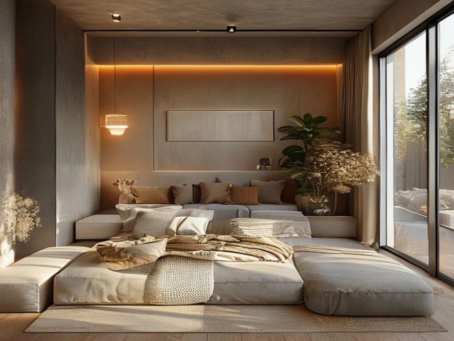 Khu vực phòng khách mini tiện nghi trong phòng ngủ 30m2