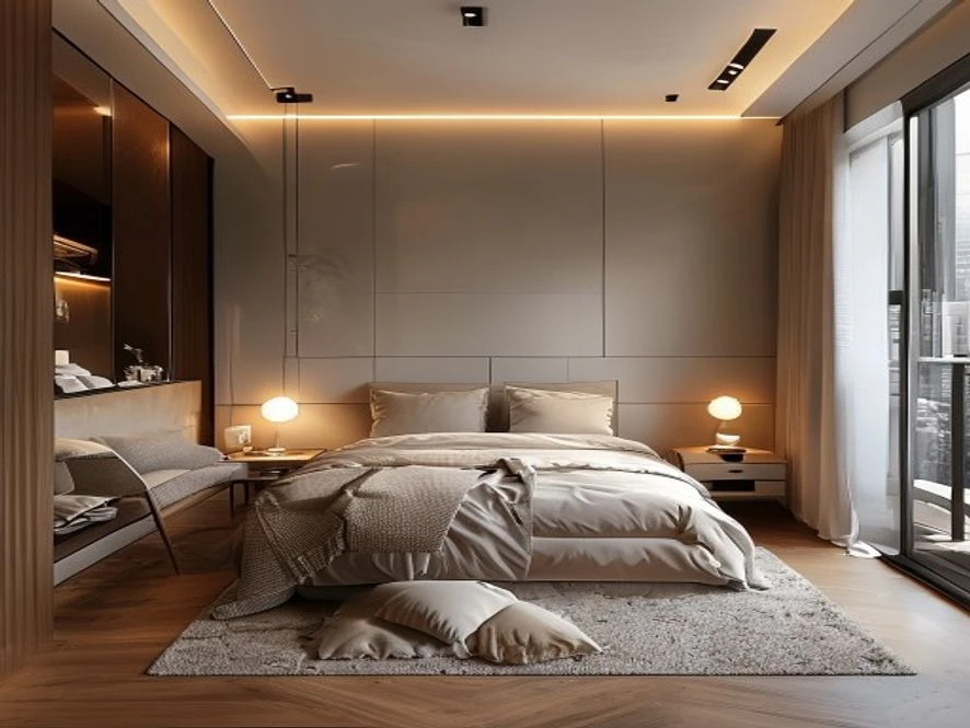 Khu vực phòng khách nhỏ trong mẫu thiết kế nội thất phòng ngủ 30m2