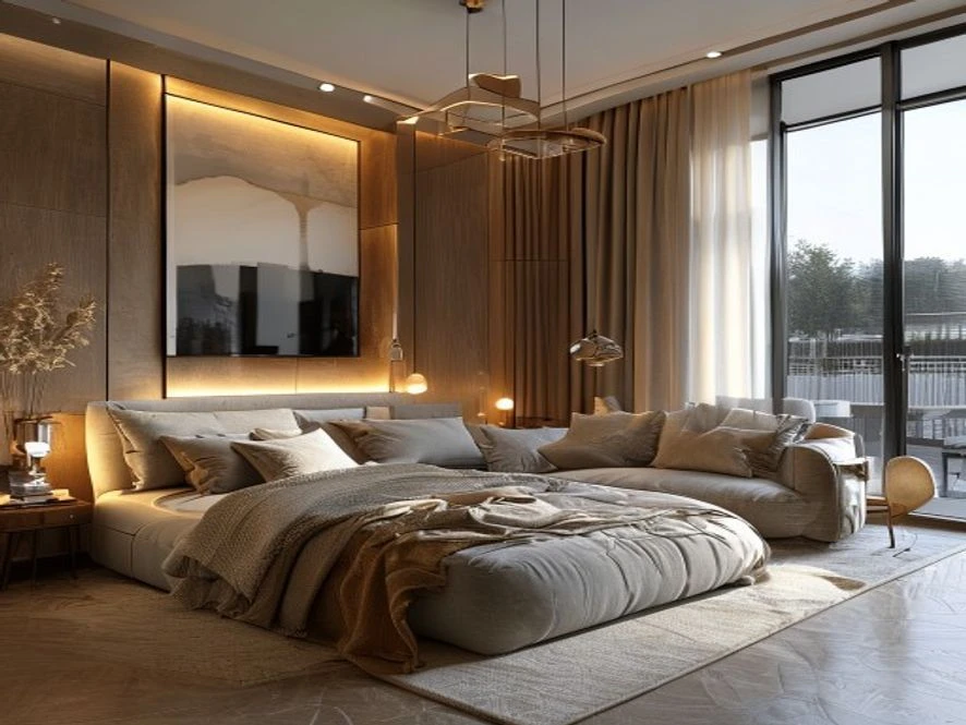 Khu vực sinh hoạt như phòng khách trong phòng ngủ 25m2