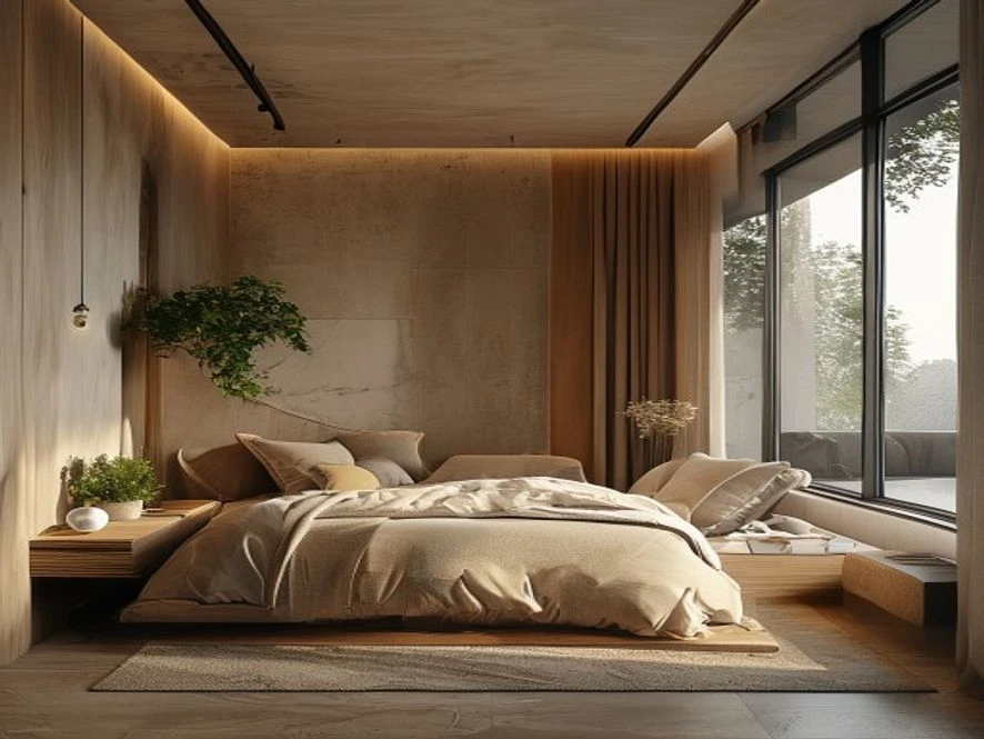 Mẫu bố trí khu nghỉ ngơi trong thiết kế nội thất phòng ngủ 15m2