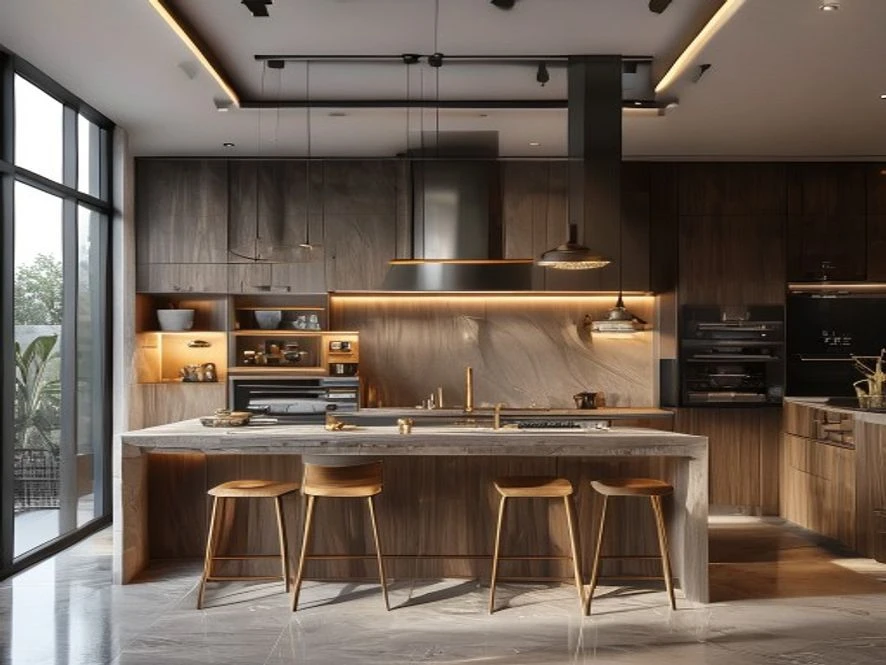 Mẫu nội thất phòng bếp 10m2 đẹp tổng quan thiết kế hiện đại