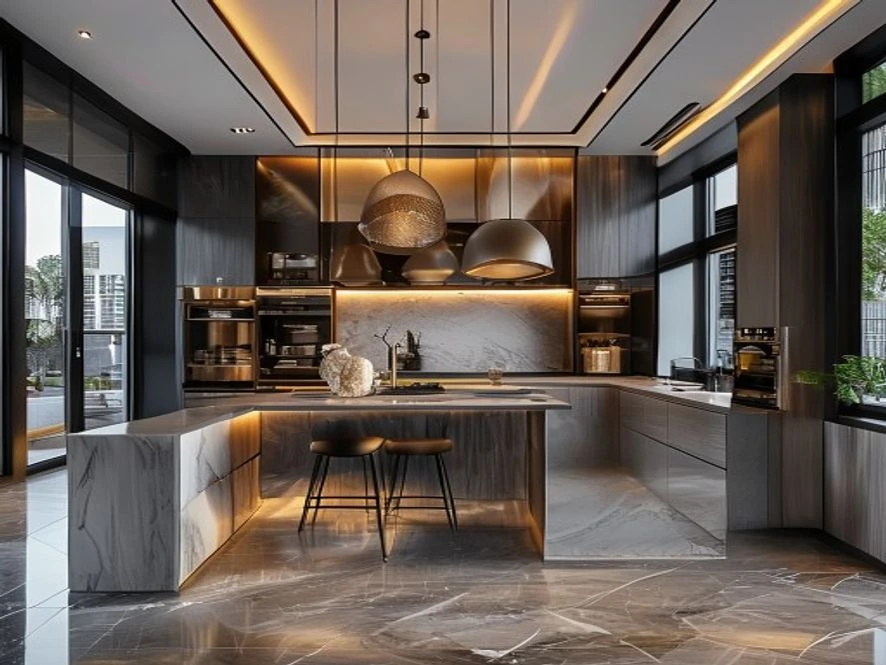 Mẫu nội thất phòng bếp 20m2 đẹp do Thiết Kế Nội Thất TP thực hiện tại Quận 7