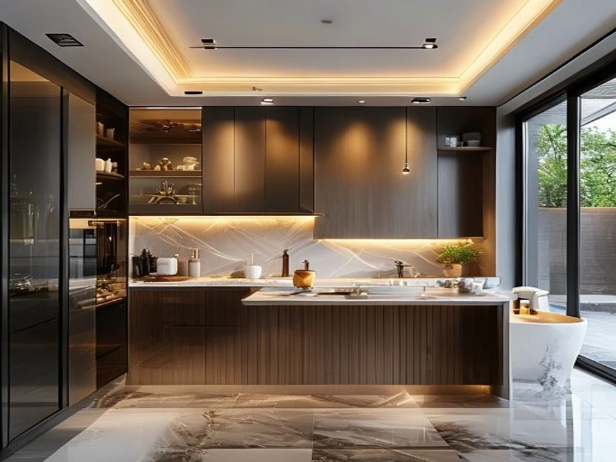 Mẫu nội thất phòng bếp 20m2 đẹp kết hợp phòng tắm