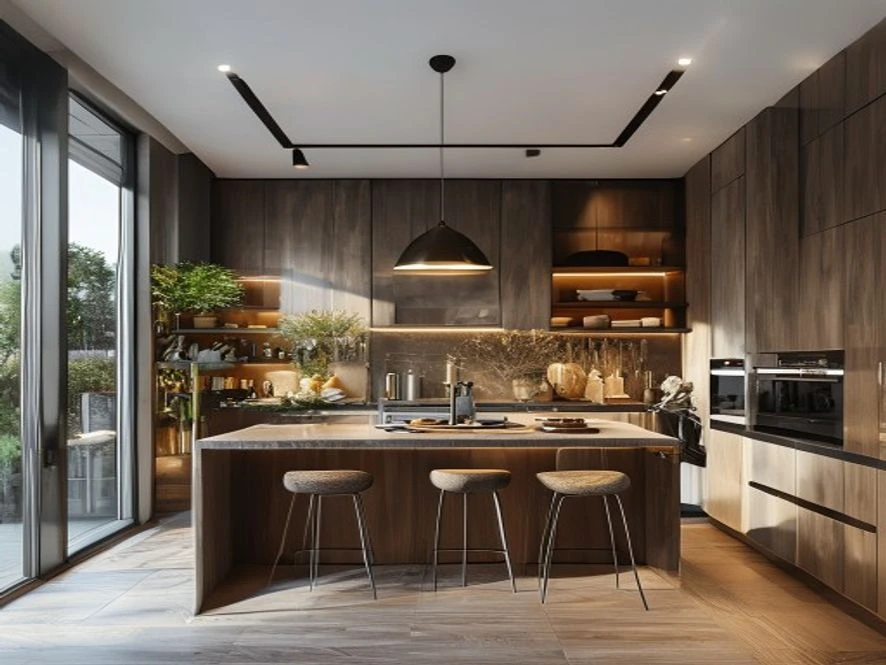 Mẫu nội thất phòng bếp 20m2 đẹp phong cách hiện đại