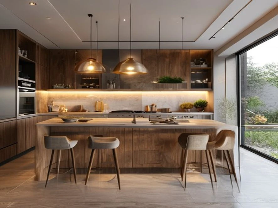 Mẫu nội thất phòng bếp 20m2 đẹp với thiết kế chữ U tối ưu không gian