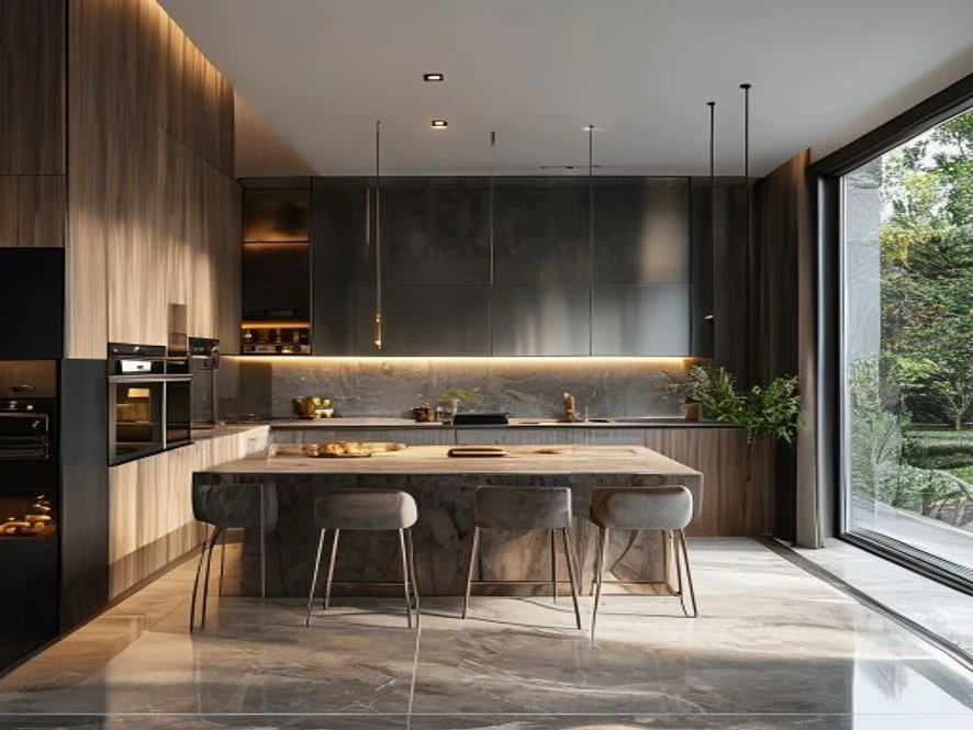 Mẫu nội thất phòng bếp 20m2 phong cách hiện đại