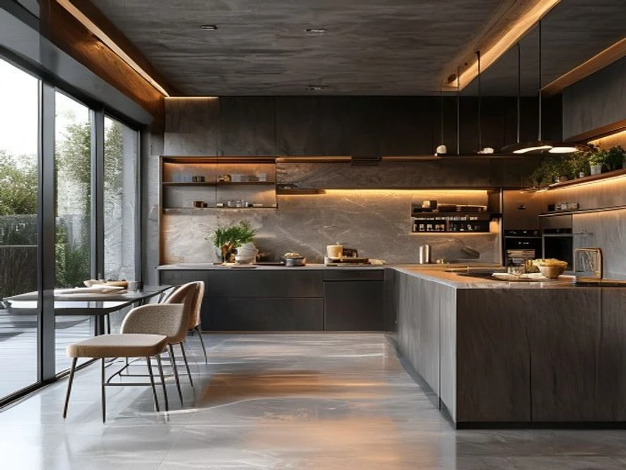 Mẫu nội thất phòng bếp 25m2 đẹp tiết kiệm chi phí nhờ vật liệu cao cấp