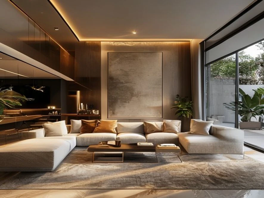 mẫu nội thất phòng khách 25m2 đẹp phong cách modern luxury