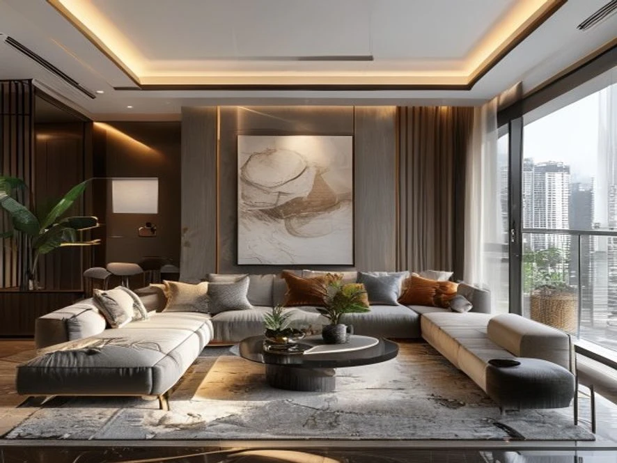 Mẫu nội thất phòng khách 30m2 hiện đại tại TP.HCM