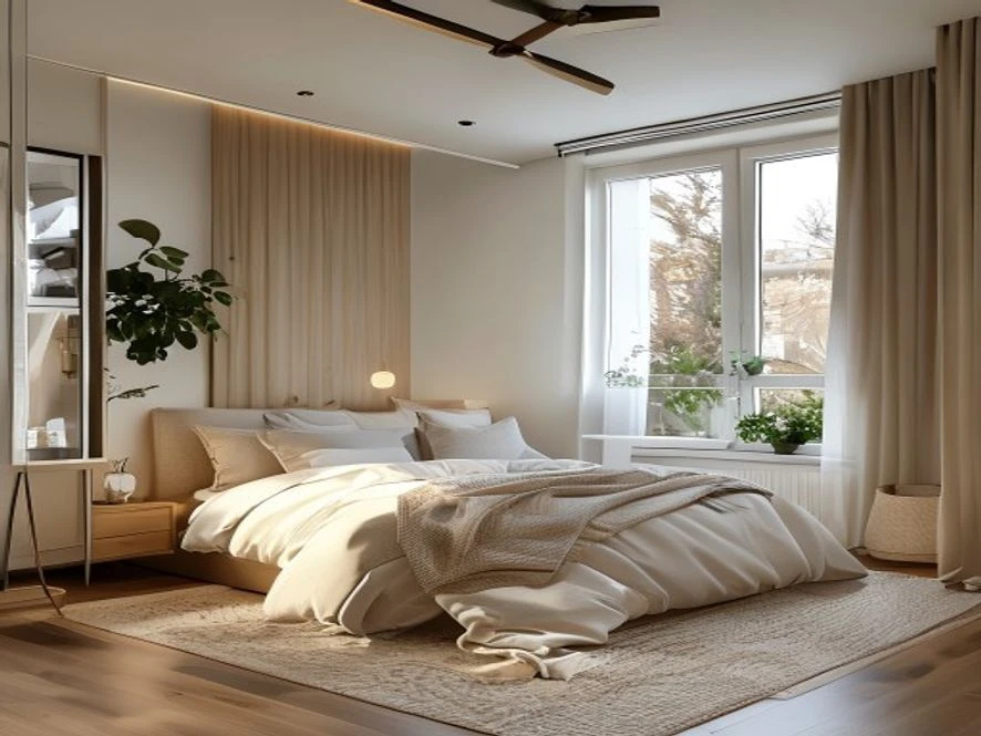 Mẫu nội thất phòng ngủ 25m2 đẹp phong cách Scandinavia