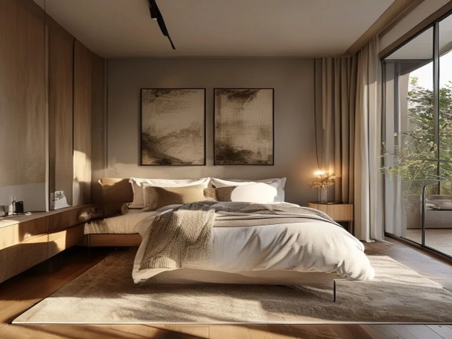 Mẫu nội thất phòng ngủ 25m2 hiện đại tiếp cận ánh sáng tự nhiên