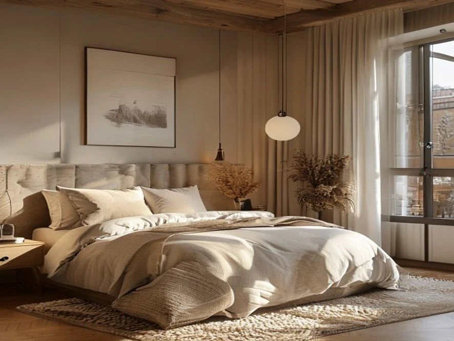 Mẫu nội thất phòng ngủ 9m2 đẹp phong cách Scandinavian ấm cúng