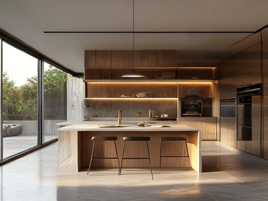 Mẫu thiết kế nội thất phòng bếp 10m2 hình chữ L